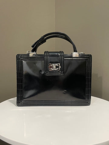 Chanel Boy Tote Bag Black Patent