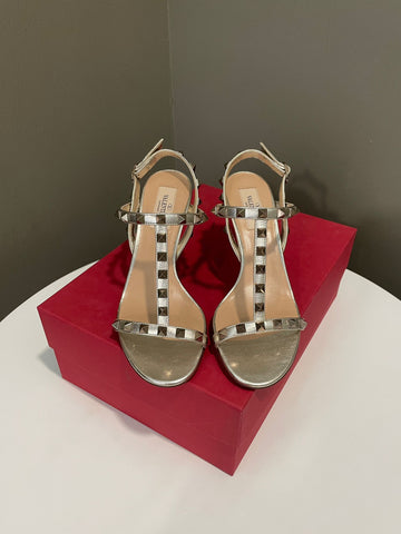 Valentino Rockstud Sandal Heels Gold Size 37
