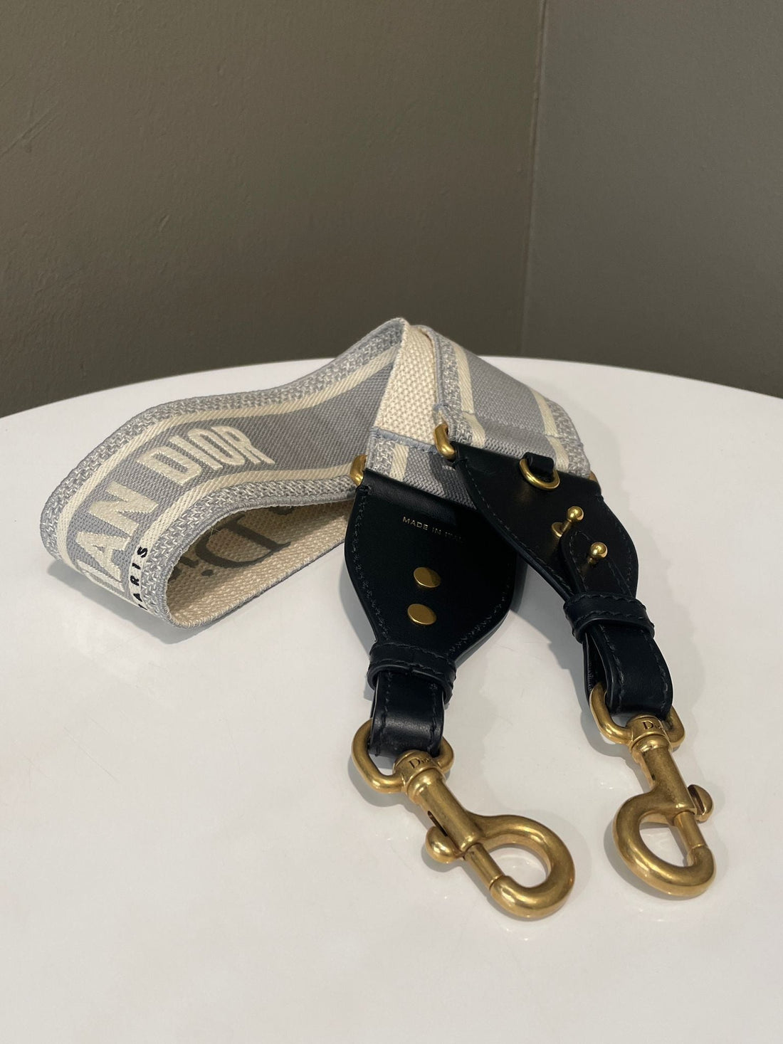 Dior Shoulder Strap Gray Embroidery