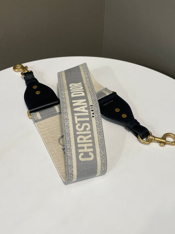 Dior Shoulder Strap Gray Embroidery