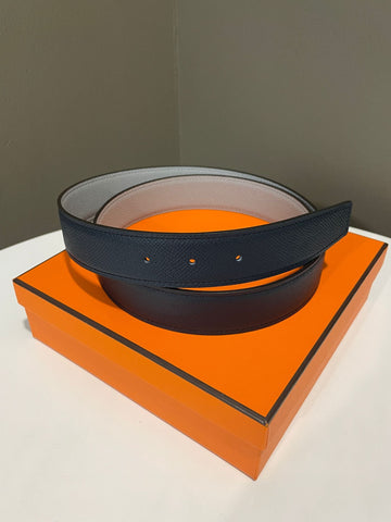Hermes Reversible Belt Strap Bleu de Malte/ Bleu Pale