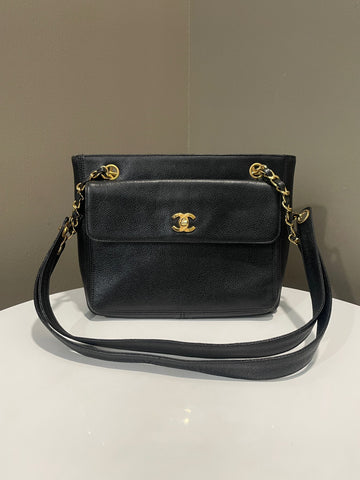 Chanel   Cc Shoulder Tote Black Caviar