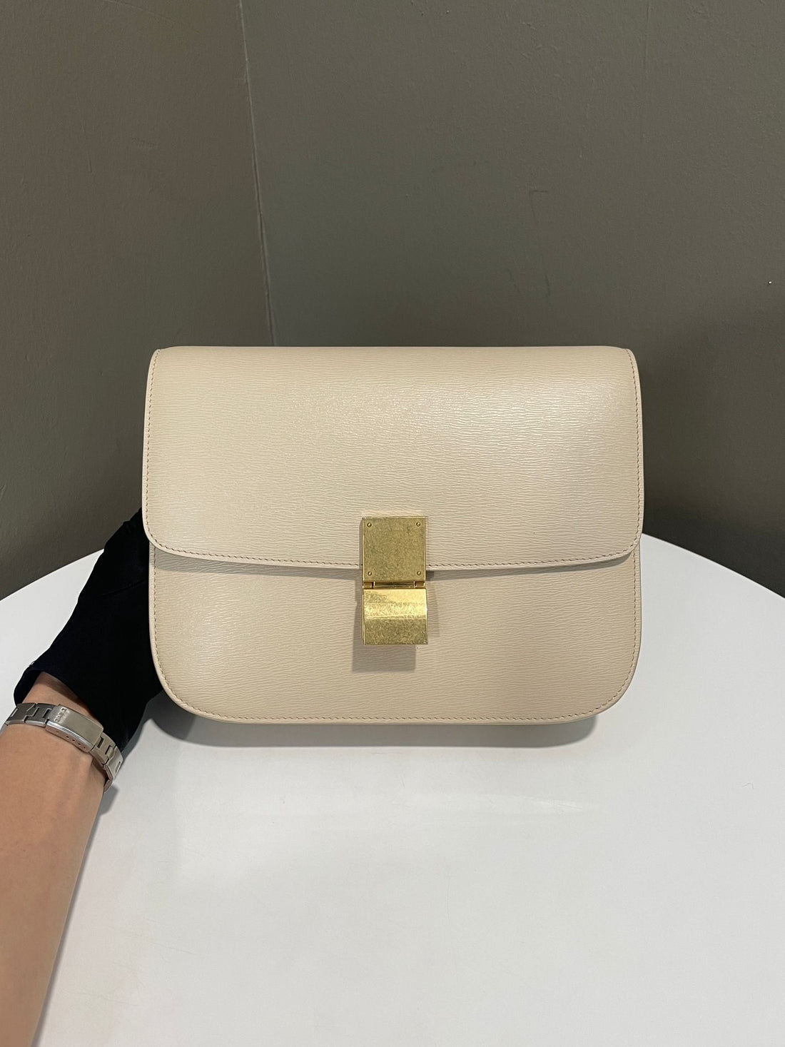 Celine Box Bag Beige Calfskin