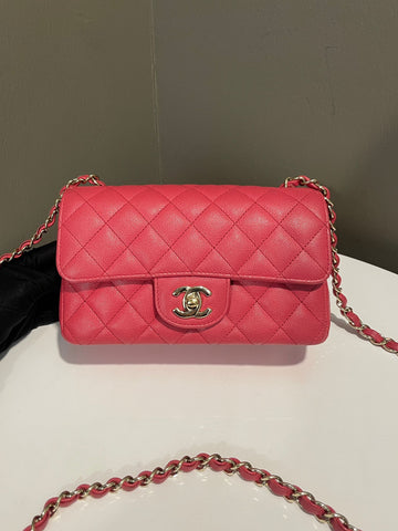 Chanel Classic Quilted Mini Rectangular Pink Caviar