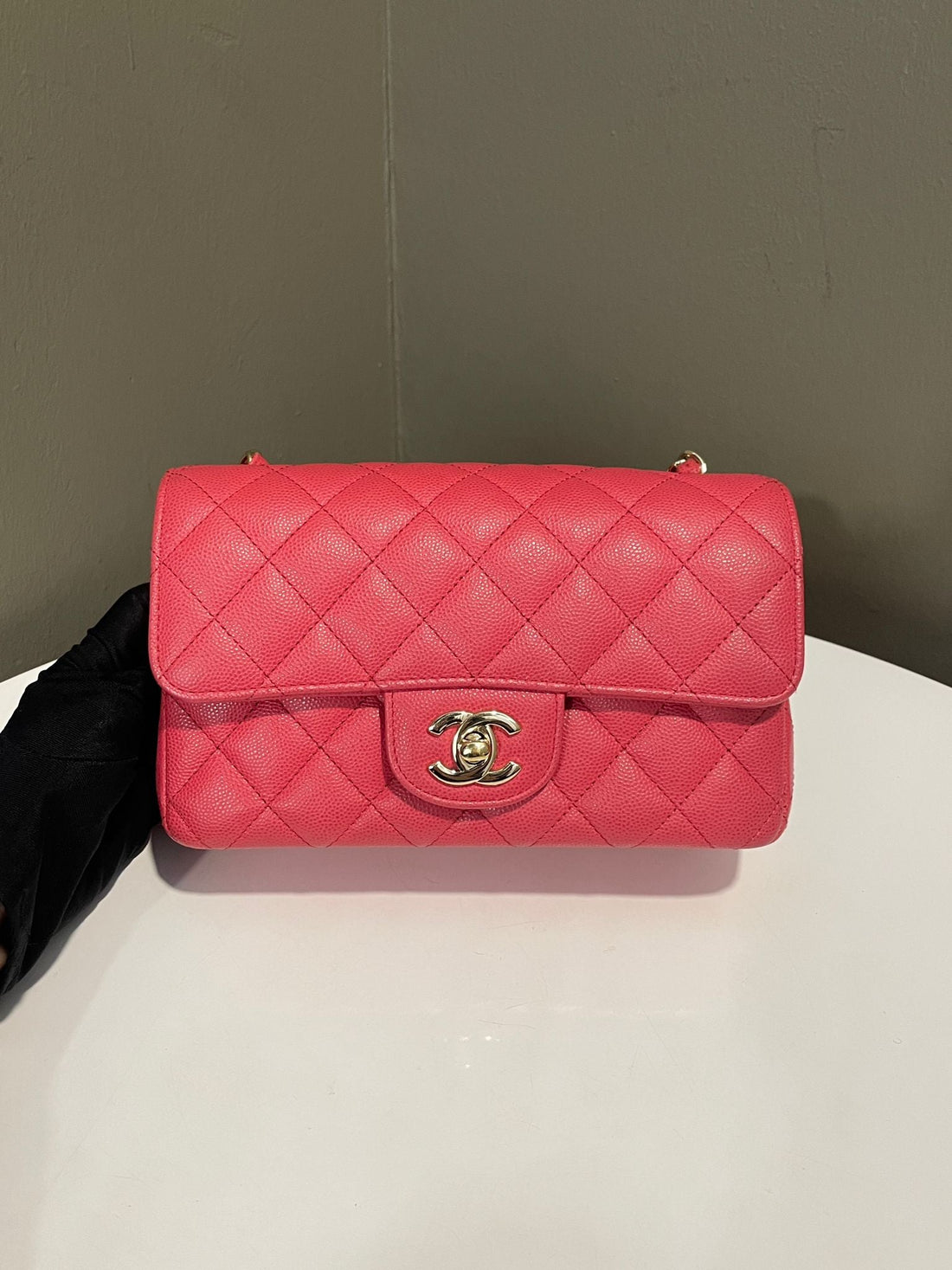Chanel Classic Quilted Mini Rectangular Pink Caviar