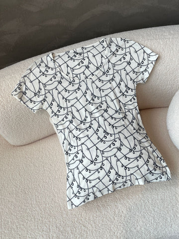 Hermes Robe Micro Col Danse  T-Shirt White / Navy