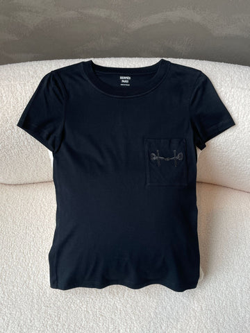 Hermes Embroidered Pocket T-Shirt   Black
