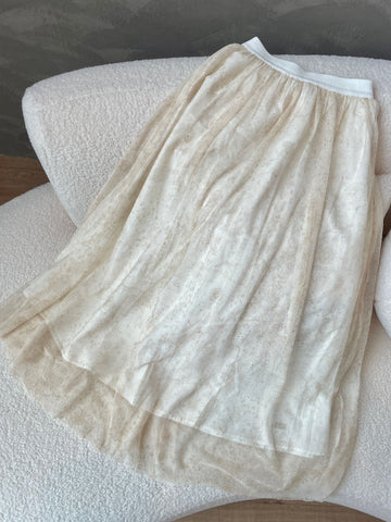 Dior Tulle Long Skirt Cream Mesh