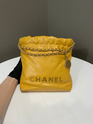 Chanel 23A Mini 22 Jaune Calfskin