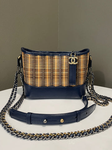 Chanel Gabrielle Hobo Blue Rattan