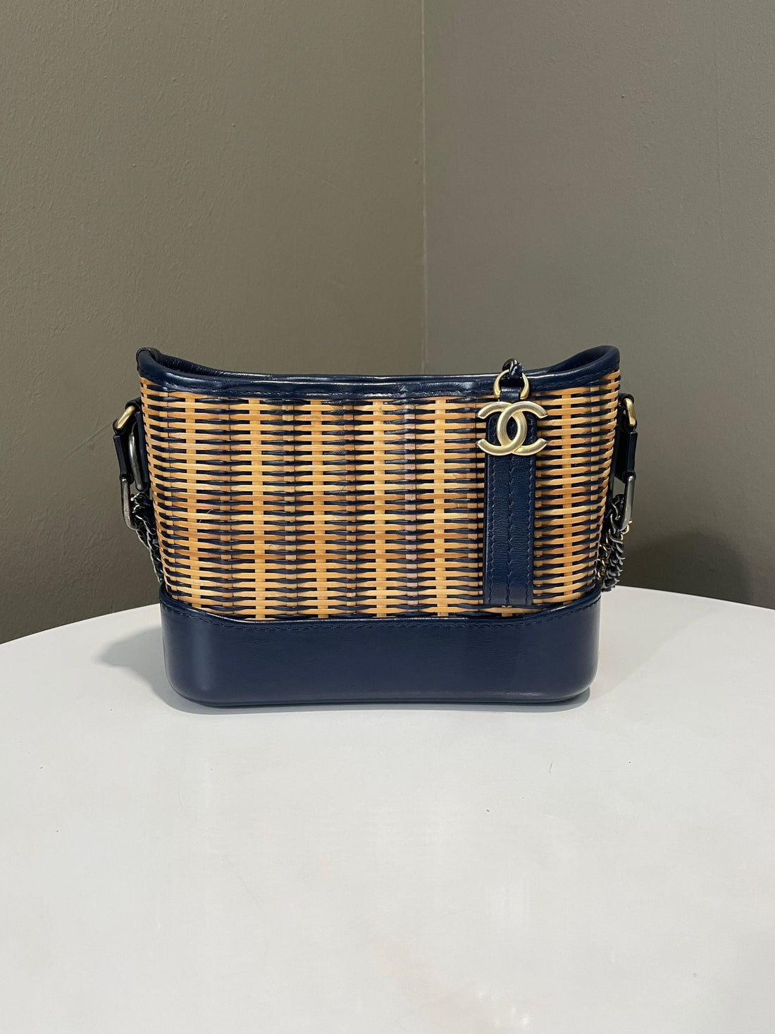 Chanel Gabrielle Hobo Blue Rattan