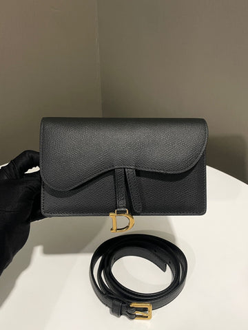Dior Saddle Belt Pouch  Black Calfskin