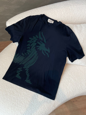 Hermes Dragon Print T-shirt Navy