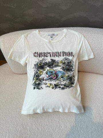 Dior Ecru Toile de Jouy Logo Graphic T-Shirt White / Multicolor