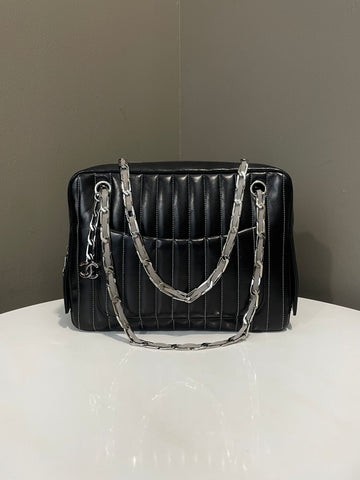 Chanel   Vertical Camera Bag Black Lambskin