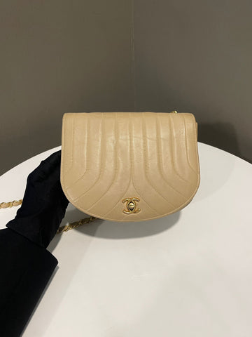 Chanel   Half Moon Flap Beige Lambskin