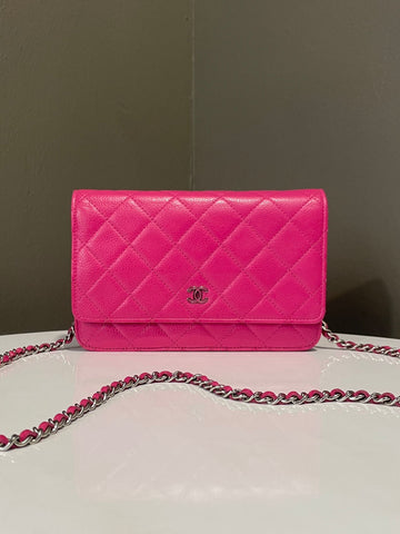 Chanel Classic Quilted Wallet On Chain Hot Pink Caviar