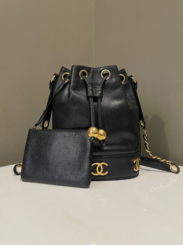 Chanel   CC Around Bucket Bag Black Caviar