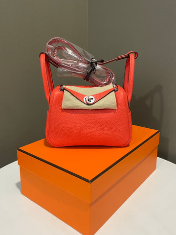 Hermes Mini Lindy Orange Field Clemence