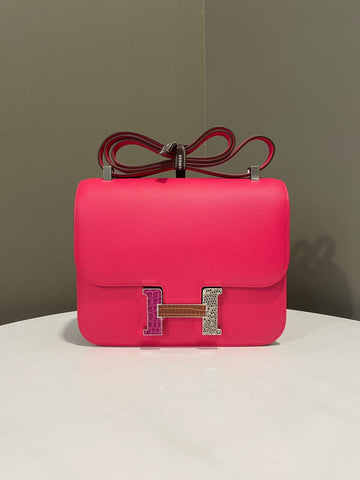 Hermes Constance 24 Rose Extreme Epsom Aligator Lizard