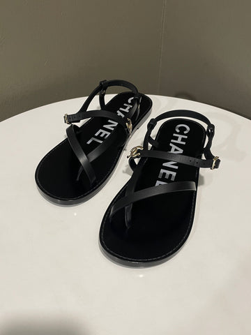 Chanel 23P CC Strapy Sandal Black GHW Size 40 C
