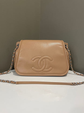 Chanel Timeless Half Moon Flap Bag Camel / Dark Beige Caviar