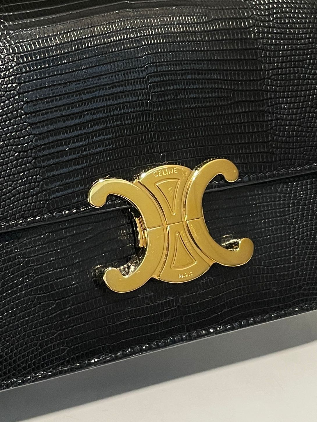 Celine Teen Triomphe Black Lizard