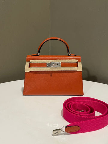 Hermes Kelly II Sellier Mini Cuivre/ Rose Mexico
