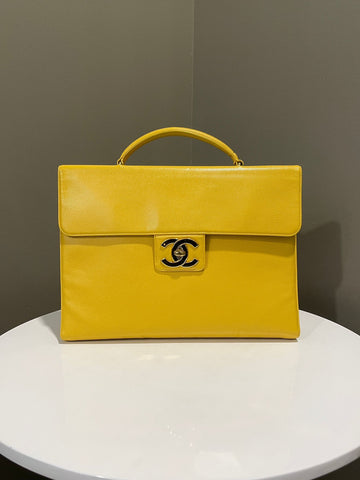 Chanel   XL CC Top Handle Jaune Caviar