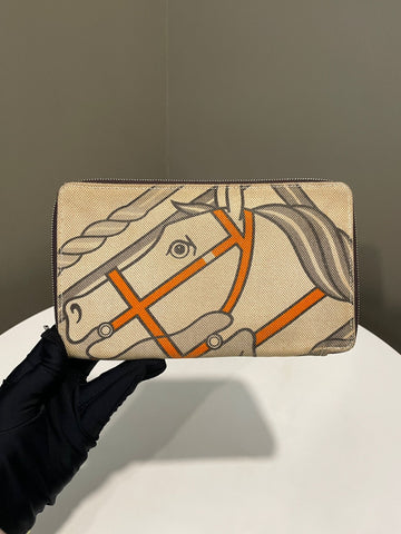 Hermes Steeple Wallet GM Beige Toile