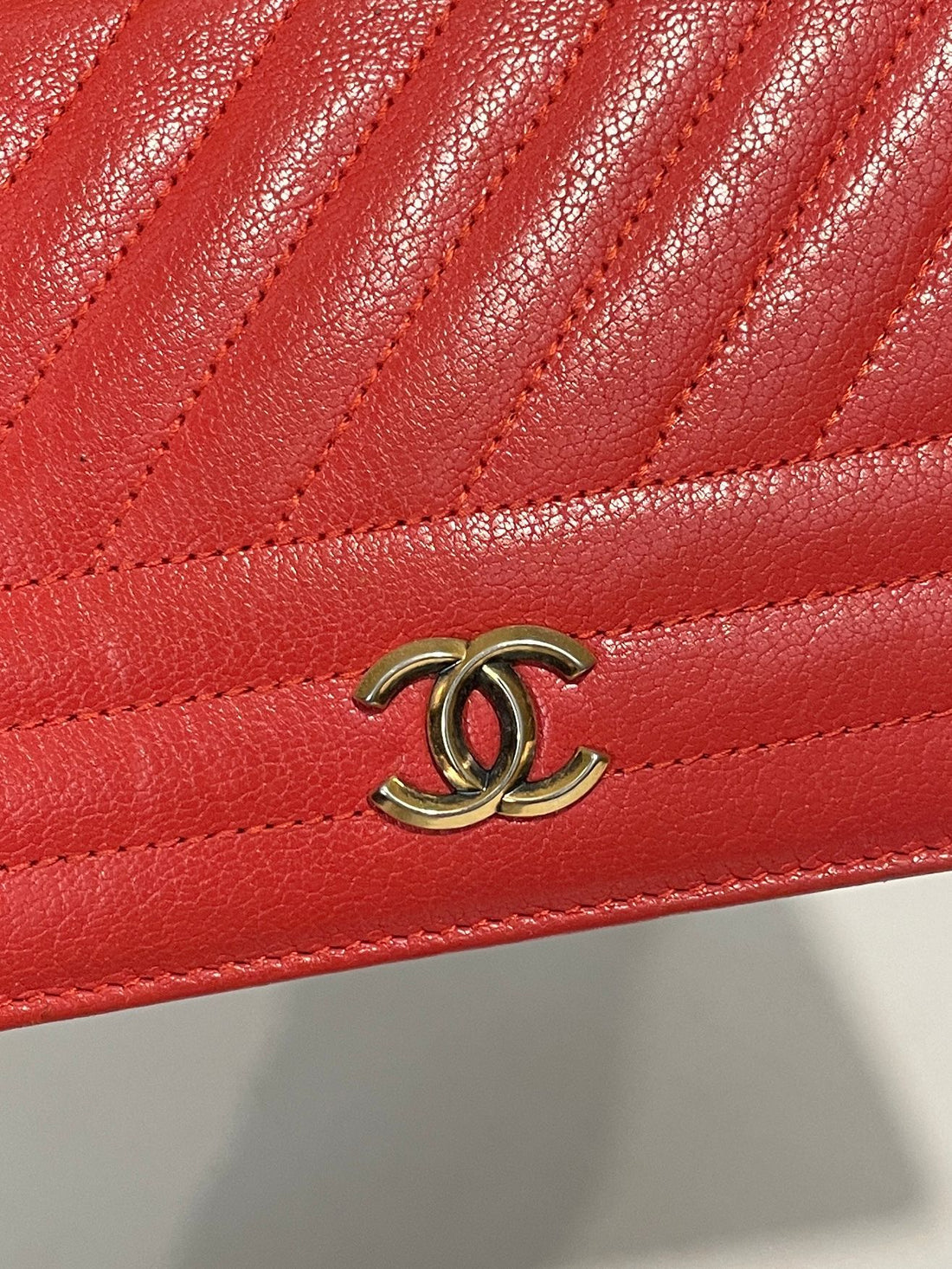 Chanel Chevron Flap Wallet Coral Calfskin