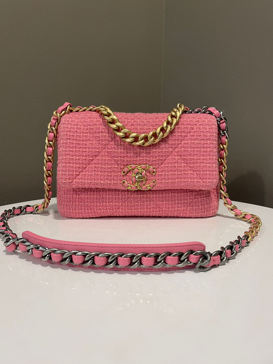 Chanel 19 Flap Bag Candy Pink Tweed