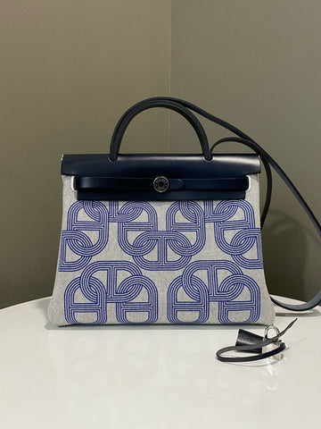 Hermes Herbag Zip 31 Circuit 24 Bleu Royal / Bleu Indigo / Ecru