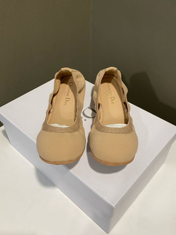 Dior Academy Lace Up Ballerina Nude Beige Size 37.5