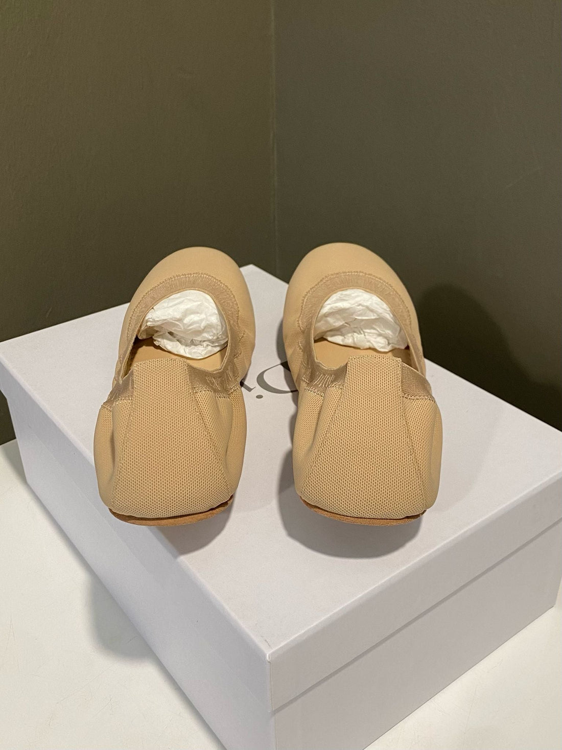 Dior Academy Lace Up Ballerina Nude Beige Size 37.5