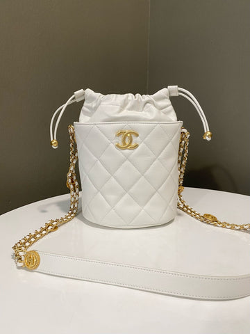 Chanel Twist Your Button Bucket Bag Ivory Caviar