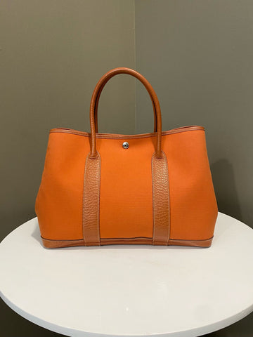 Hermes Garden Party 36 Orange Potiron Canvas