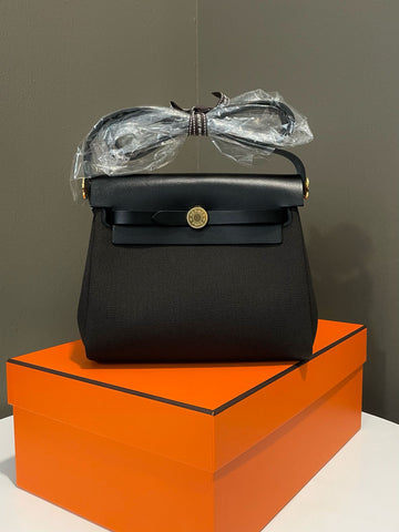 Hermes Herbag Zip Mini 20 Noir / Dark Bronze