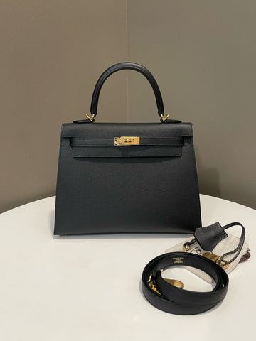 Hermes Kelly Sellier 25 Black Epsom
