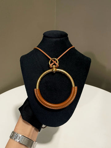 Hermes Loop Pendant Necklace Barenia Plaque