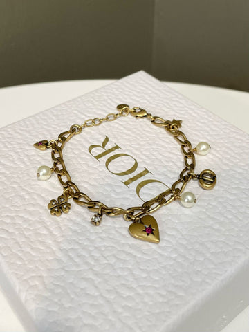 Dior Lucky Charm Bracelet Pearl / Clover / Heart