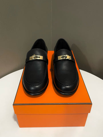 Hermes Destin Loafers Noir Calfskin Size 36.5