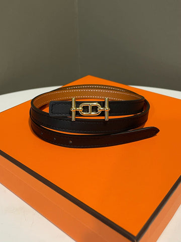 Hermes Reversible Belt  Noir / Gold