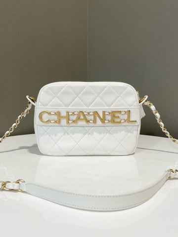 Chanel C H A N E L Lettering Camera Bag 
Ivory Calfskin