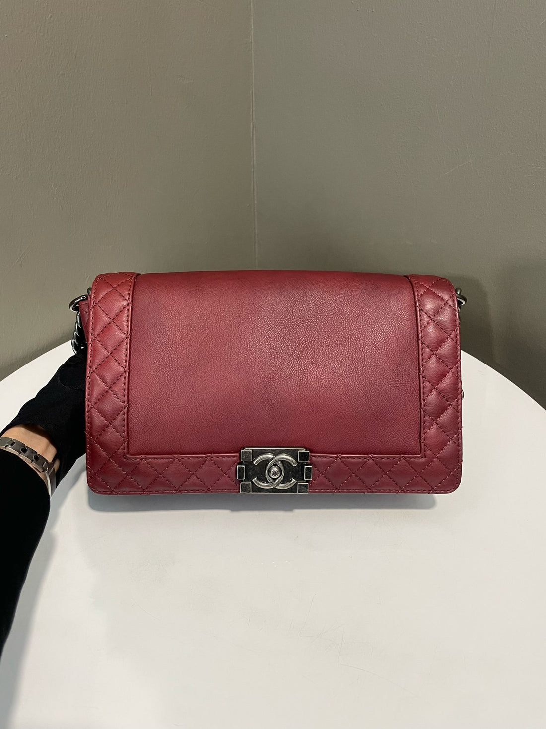 Chanel Boy Reverso Burgundy Calfskin