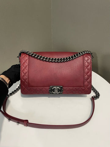 Chanel Boy Reverso Burgundy Calfskin