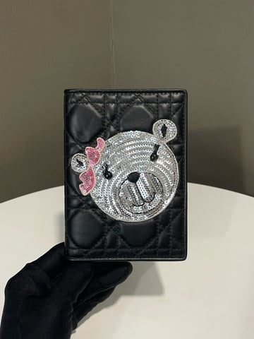 Dior Teddy Bear Passport Holder Black