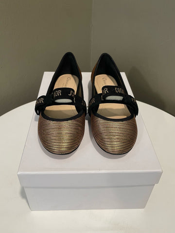 Christian Dior Miss J’Adior Ballet Flats Bronze / Rhinestones Size 36