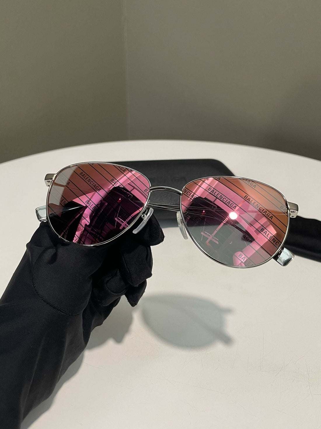 Balenciaga Logo Lens Sunglasses Iridescent