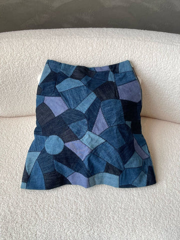 Dior Patchwork Skirt Blue Denim